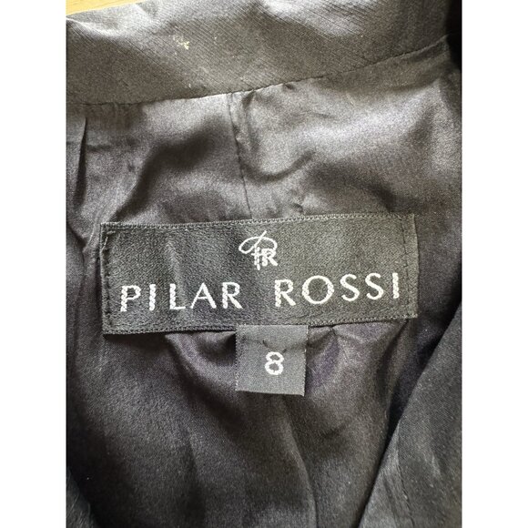 PILAR ROSSI Cropped Black Silk Jacket Size 8 Buttons Lightweight USA Made Formal - Picture 3 of 10